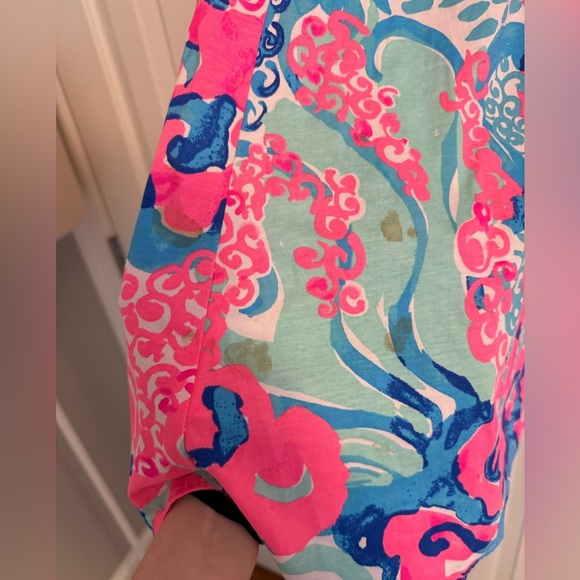 Lilly Pulitzer Melle Trapeze Dress XS Coral Reef I'm So Jelly with stains - Picture 6 of 13